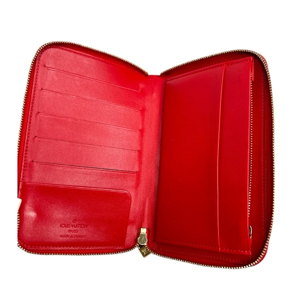 Louis Vuitton Monogram Vernis Red Zippy Organizer Wallet Zip Around GM ~EUC - Picture 9 of 15